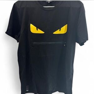 Fendi Black Tee with Bold Yellow Eyes